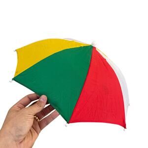 VINTAGE MULTICOLOR UMBRELLA HAT RED, GREEN YELLOW WHITE GOOD IN SUN & RAIN